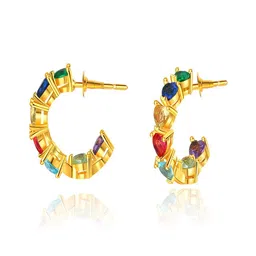 AQUASTREET Gold-Plated Circular Half Hoop Earrings image 2