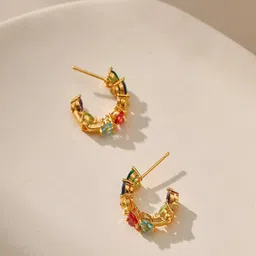 AQUASTREET Gold-Plated Circular Half Hoop Earrings image 4