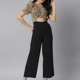 KASSUALLY Black & Beige Printed Jumpsuit-image-26