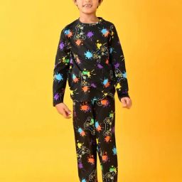 Anthrilo Boys Black Printed Full Sleeves Night Suits-image-20