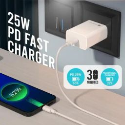 Portronics Adapto 25W Super Fast Type C Adaptor with PPS Protection,Fast Charging Adaptor (White) image 4