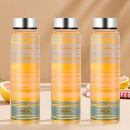 ?Borosil Water Bottle with Fridge Safe & Leakproof Set of 3 (Transparent, ?1000 ml)-4