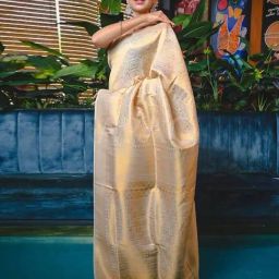 Satrani Cream Art Silk Woven Saree With Unstitched Blouse-picture-15
