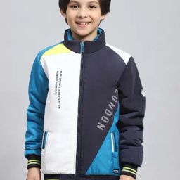 Monte Carlo Kids Blue & White Color Block Full Sleeves Jacket-picture-8