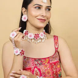 Tipsy closet Women Pink Jewellery Set-image-6