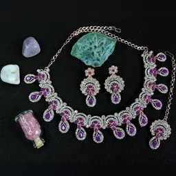 VATSALYA creation Alloy Gold- plated Purple Jewellery Set-21