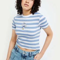Ginger by Lifestyle Blue & White Cotton Striped Crop T-Shirt-image-23