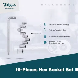 Hillgrove HGCM565M1 Ring Hex Allen Key with 10in1 Socket Bolt Spanner Wrench L Shape Tool Allen Key Set image 2