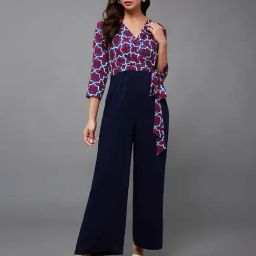 Miss Chase Navy Polyester Geometric Jumpsuit-image-65