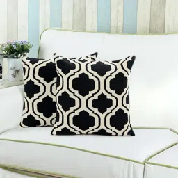 Saral Home Black & Beige Cotton Cushion Covers - Set of 2-image-89