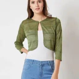 Miss Chase Olive Textured Shrug-12
