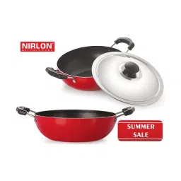 Nirlon Non-Stick Red Aluminium Kadai set of 2 pieces-13
