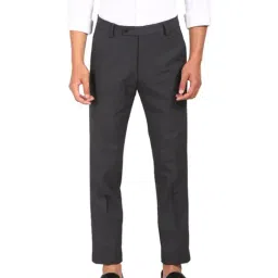 Arrow Dark Grey Regular Fit Flat Front Trousers-picture-5
