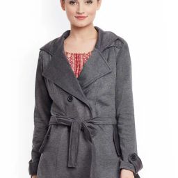 Belle Fille Dark Grey Textured Jacket-image-84