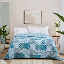 Chumbak Egypt Patchwork Blue Double Bed Comforter-32