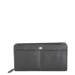 Brown Bear Black Casual Leather Rfid Zip Around Wallet for Women-image-7
