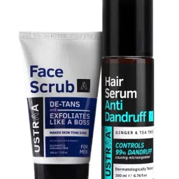 Ustraa Anti Dandruff Hair Serum - 200 ml & De Tan Face Scrub - 100 gm-image-37