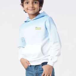 Ed-a-Mamma Kids Blue & White Cotton Color Block Full Sleeves Hoodie-image-65