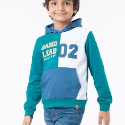 Ed-a-Mamma Kids Green & Blue Cotton Printed Full Sleeves Hoodie-picture-23