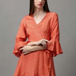 SHOWOFF Orange Printed Shrug-picture-15