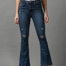 SHOWOFF Blue Solid Mid Rise Jeans-image-63