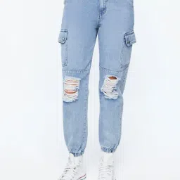 Forever 21 Blue Distressed Regular Fit Mid Rise Jeans-image-29