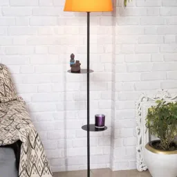 Homesake 'Duo Shelf' Orange & Black Metal Tall Floor Lamp With Shade & Bulb - Set of 1-image-78
