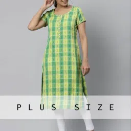 Aurelia Women Green Geometric Print Cotton Blend Kurta-7