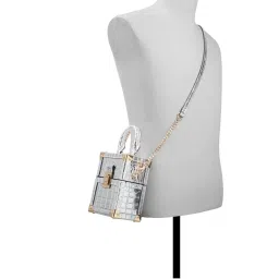 Aldo Silver Textured Small Satchel Handbag image 4
