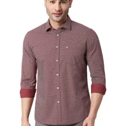 Basics Maroon Slim Fit Printed Shirt-picture-41