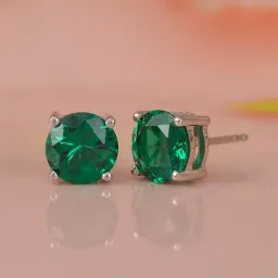 925 Silver Green Emerald Dailywear Stud Earrings for Women & Girls-26