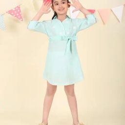 Fabindia Girls Green Cotton Embroidery Dress-image-29