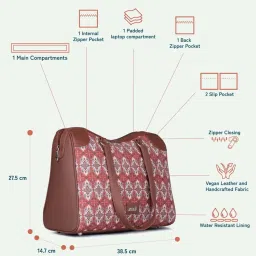ZOUK Agra Durrie Printed Tote Handbag image 4