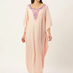 GALYPSO Pink Embroidered Maxi Kaftan Nightdress-image-94