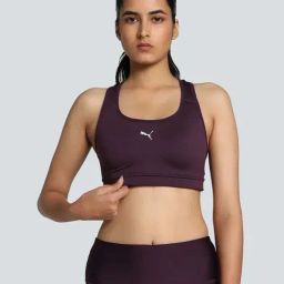 Puma Midnight Plum Logo Print Sports Bra-image-5