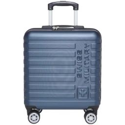 Swiss Military Dapper Navy Blue Textured Hard Overnighter Trolley Bag - 38 Cms-image-73