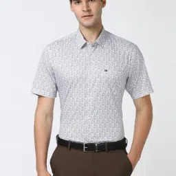 Peter England Grey Cotton Regular Fit Printed Shirt-image-17