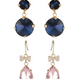 Aatmana Set Of 2 Gold Plated Blue Pink Stone Studded Drop Earrings image 4