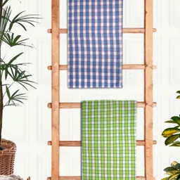 Aura Blue & Green 2 Printed Cotton 210 GSM Bath Towel-image-98