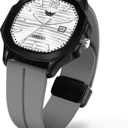 abrexo BESTSELLER Grey Silicone Magnet Strap Date Working Analog Watch For Boys Analog Watch - For Men Abx6700-GR MG ST-picture-1