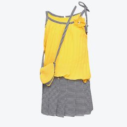 Aarika Girls Yellow & Black Top With Skirt and Sling Bag-image-34