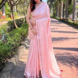 Saree Mall Peach Embellished Sarees With Unstitched Blouse-image-17