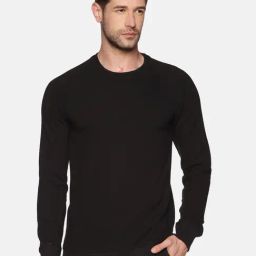 SHOWOFF Black Cotton Slim Fit Solid Sweatshirt-image-65
