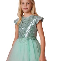 Cherry Crumble By Nitt Hyman Girls Mint Flared Fit Embellished Party Dress-image-26