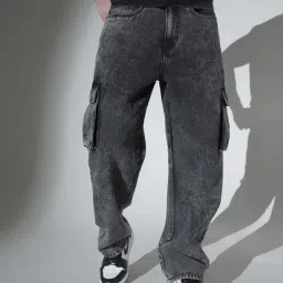 Hubberholme Grey Relaxed Fit Cargo Jeans-image-11