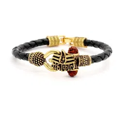 Divine souvenirs Unisex Gold-Plated Rudraksha Beaded Bangle-Style Bracelet-picture-31