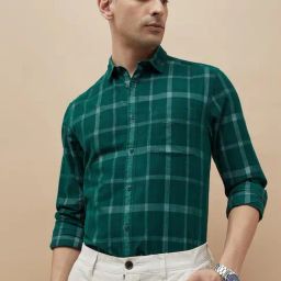 Code By Lifestyle Green Regular Fit Checks Shirt-image-30