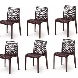 RW Rest Well Web Polypropylene Armless Cafeteria Chair, Brown (Set of 6)-picture-48