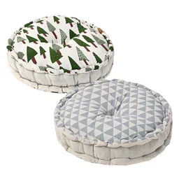 Kuber Industries Set Of 2 Grey & Green Printed Sitting Chair Cushion Pads-10