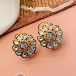 Abdesigns Stunnig Gold-Plated Polki Stud Earrings-image-58
